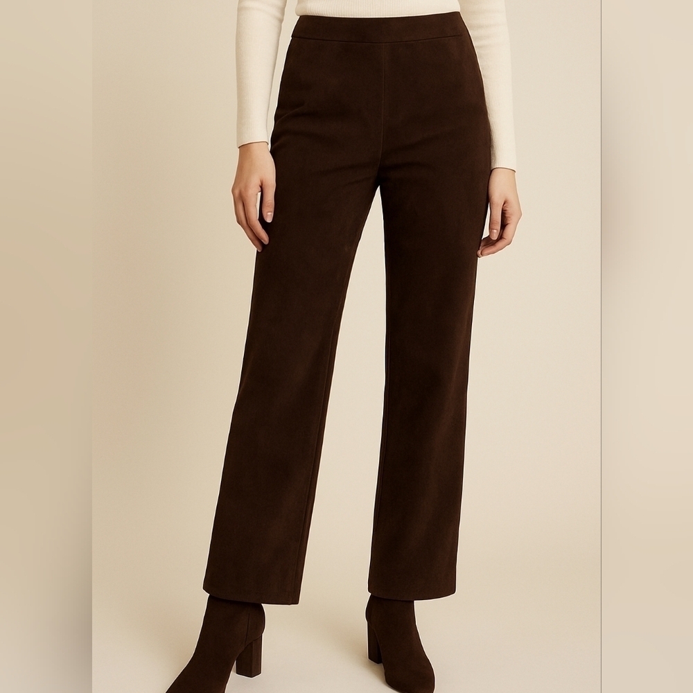 DANIER Leather Vintage Pants Brown 70s Suede Flared Retro Boho Bootcut Sz 12